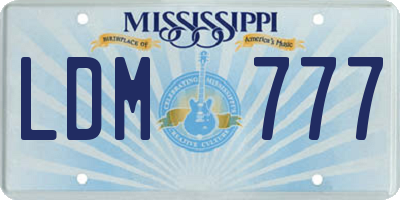 MS license plate LDM777