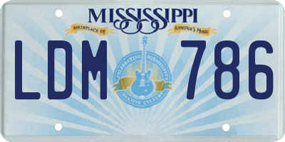 MS license plate LDM786