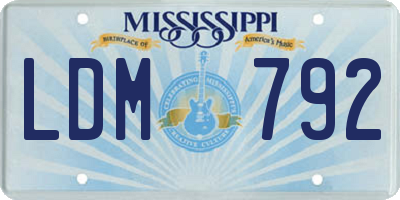 MS license plate LDM792