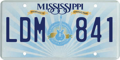 MS license plate LDM841