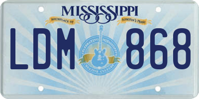 MS license plate LDM868