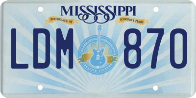 MS license plate LDM870