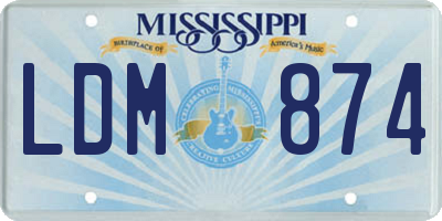 MS license plate LDM874
