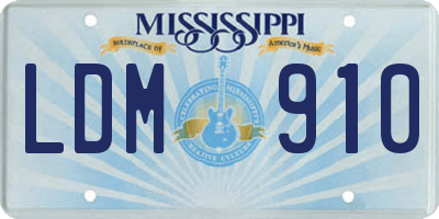 MS license plate LDM910