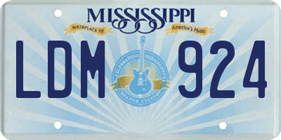 MS license plate LDM924