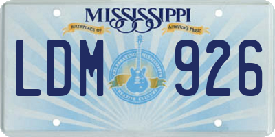 MS license plate LDM926