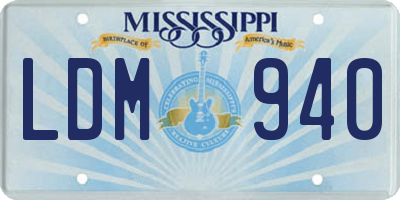 MS license plate LDM940