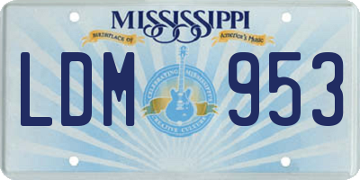 MS license plate LDM953