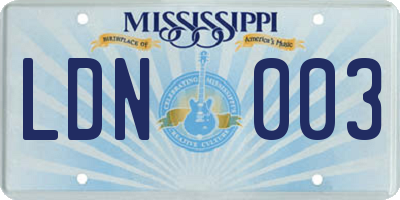 MS license plate LDN003