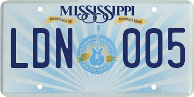 MS license plate LDN005
