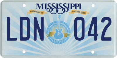 MS license plate LDN042