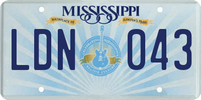 MS license plate LDN043