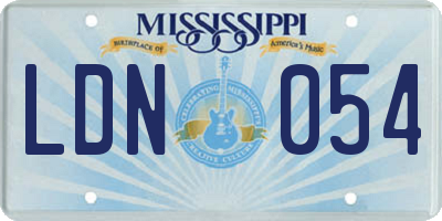MS license plate LDN054