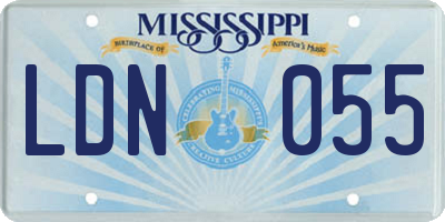 MS license plate LDN055