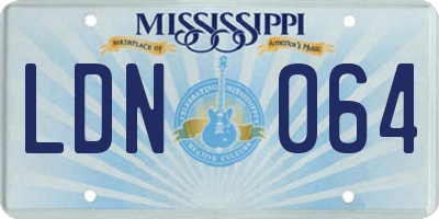 MS license plate LDN064