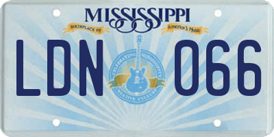 MS license plate LDN066