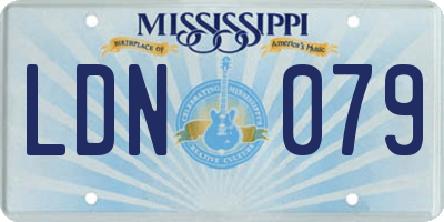 MS license plate LDN079