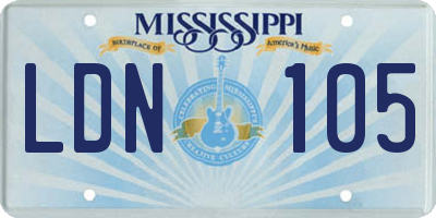 MS license plate LDN105