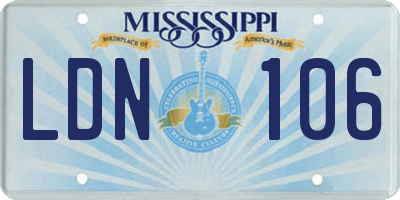 MS license plate LDN106