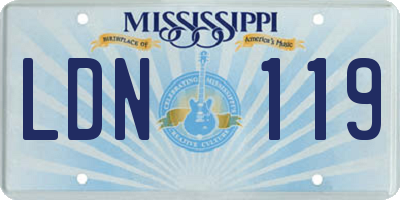 MS license plate LDN119