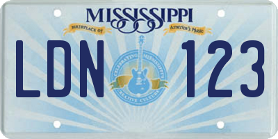 MS license plate LDN123
