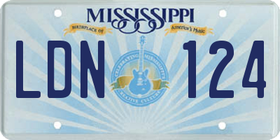 MS license plate LDN124