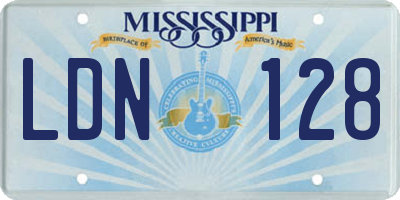 MS license plate LDN128