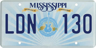 MS license plate LDN130