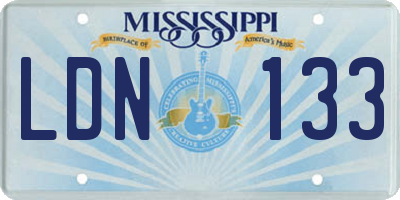 MS license plate LDN133