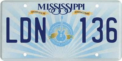 MS license plate LDN136