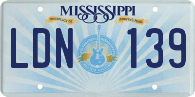MS license plate LDN139