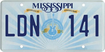 MS license plate LDN141