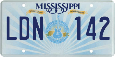 MS license plate LDN142
