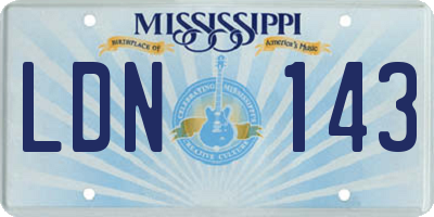 MS license plate LDN143