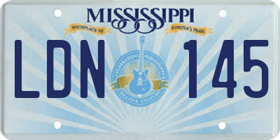 MS license plate LDN145