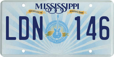 MS license plate LDN146