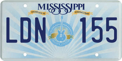 MS license plate LDN155