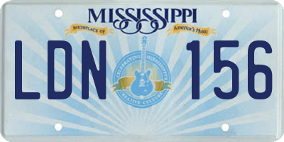 MS license plate LDN156