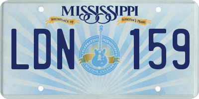 MS license plate LDN159