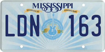 MS license plate LDN163