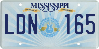 MS license plate LDN165