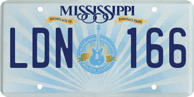 MS license plate LDN166