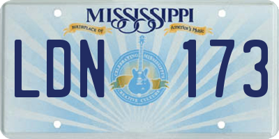 MS license plate LDN173