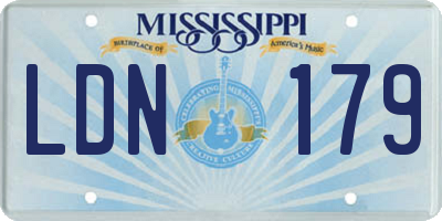 MS license plate LDN179