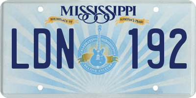 MS license plate LDN192