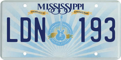 MS license plate LDN193