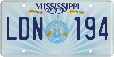 MS license plate LDN194
