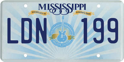 MS license plate LDN199
