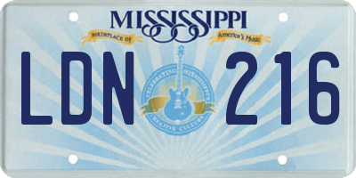 MS license plate LDN216