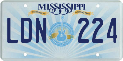 MS license plate LDN224